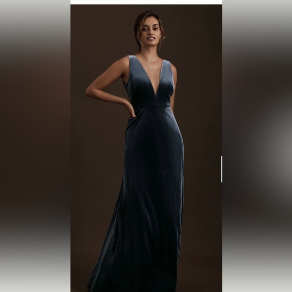 Jenny Yoo Dresses & Skirts - Jenny Yoo Logan Deep-V Velvet Column Gown